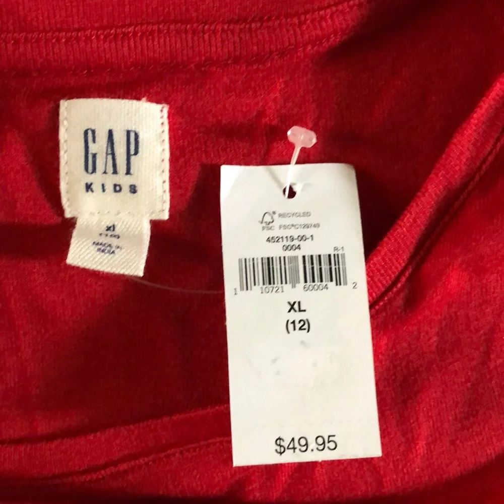 Gap Kids Dress Girls Size XL 12 Red White Hearts Long Sleeve‎